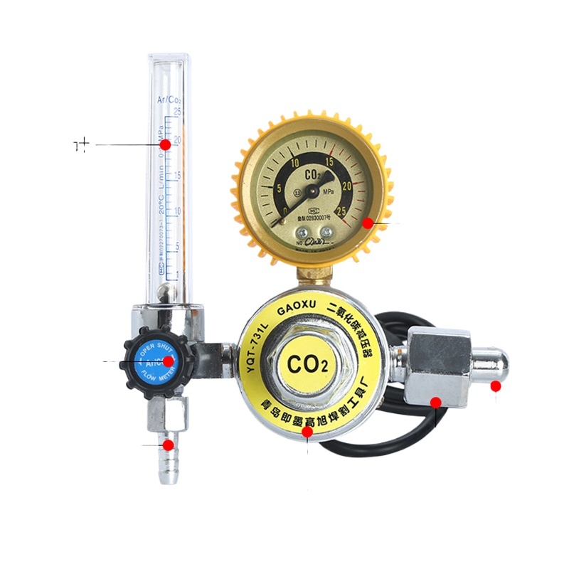 GAOXU Heated CO2 Pressure Reducer Regulator Gauge for MIG MAG Welding W/ Flow Meter & High Accuracy - Image 3