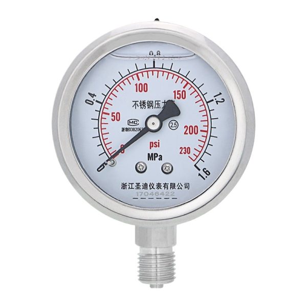YZN60BF Stainless Steel Pressure Gauge (0-1.6MPa, 60mm Dial, G1/4 Thread) for HVAC Systems - Изображение 2