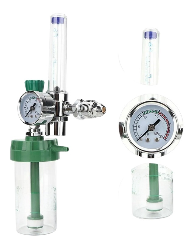 Oxygen Inhaler with Pressure Gauge (0-25 MPa) and Flow Meter (1-10 L/min), Float Type, Single-Stage Design - Image 2