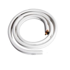 Universal Air Conditioner Copper Pipe Extension Tube (6.35*0.6+9.52*0.6) for Galanz HVAC Systems, Pure Copper, White Insulated Wrap
