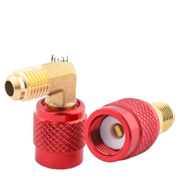 R22 to R410/R32 AC Refrigerant Charging Adapter (90-degree/180-degree Brass Body) - Imagem 3