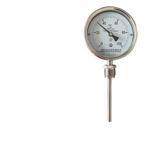 Upper Instrument Bimetal Thermometer WSSF-411 Axial Bimetallic Temperature Gauge -20 to 100°C for Industrial Pipe Systems