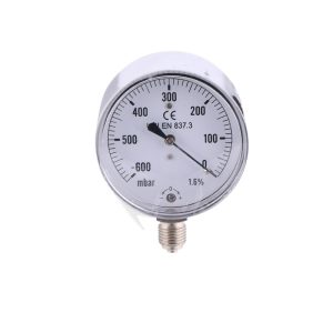 YE63V 63mm Electroplated Housing Diaphragm Vacuum Pressure Gauge (-600mbar to 0) for HVAC Systems Replaces OEM Parts