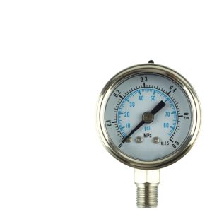 Liquid Filled Pressure Gauge Y40 Axial Stainless Steel Pressure Meter (0-0.6 MPa, 0-80 psi, KI.2.5) for Oil, Gas, Liquid, Water Pressure Systems
