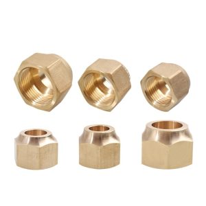 Forged Brass Air Conditioner Flare Nut (1/4, 3/8, 1/2, 5/8, 3/4 inch) for HVAC Refrigeration Systems, Replaces AC Copper Pipe Nuts Anti-Corrosion Anti-Cracking