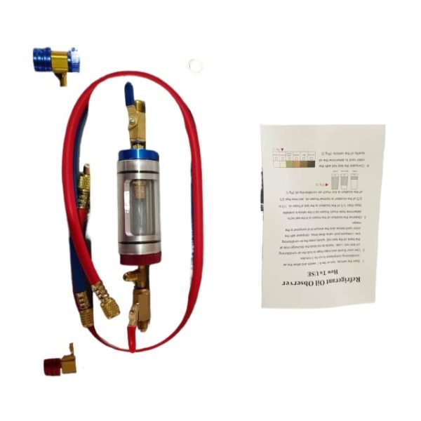 Automotive AC Refrigerant Oil Observer and Filler Tool Kit with Hoses and Adapters for Automotive HVAC System Maintenance