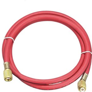Automotive AC R134a R410a R22 Refrigerant Charging Hose (600-3000PSI) with Copper Connector, Red 1.5M