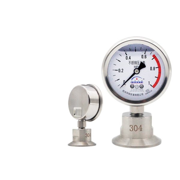 Durable Stainless Steel Diaphragm Pressure Gauge YN60BFMC (Diaphragm Pressure Meter) with Sanitary Type Quick-Clamp Fitting DN50.5mm, 304 Stainless Steel for Water, Liquid, Oil & Gas Systems