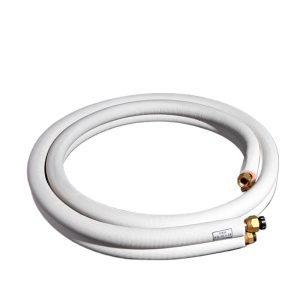 Copper Refrigeration Line Set 6.35x0.6mm + 15.88x0.7mm, Pre-Insulated PE Embossed Tube, 1-30 Meter Length for Mini Split AC & Heat Pump Units