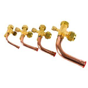Forged Brass HVAC Shut-Off Valve with Copper Pipe Assembly (Multiple Sizes: 6.35mm, 9.52mm, 12.7mm, 15.88mm, 19.05mm, 1/4", 3/8", 1/2", 5/8", 3/4") for Air Conditioner Outdoor Unit Connections, Replaces Standard AC Service Valves