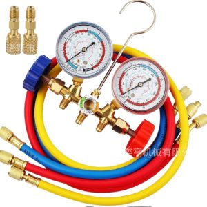Automotive AC R134a Manifold Gauge Set (536 Model) with Dual Pressure Gauges for R22 Refrigerant and 1/4-5/16 Adapters, HVAC Service Tool