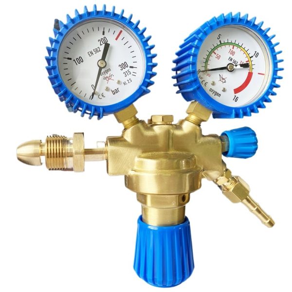 HVAC Oxygen Carbon Dioxide Nitrogen Argon Pressure Reducer Regulator Brass Dual Gauge (0-315 bar / 0-16 bar) for HVAC Systems - Image 3