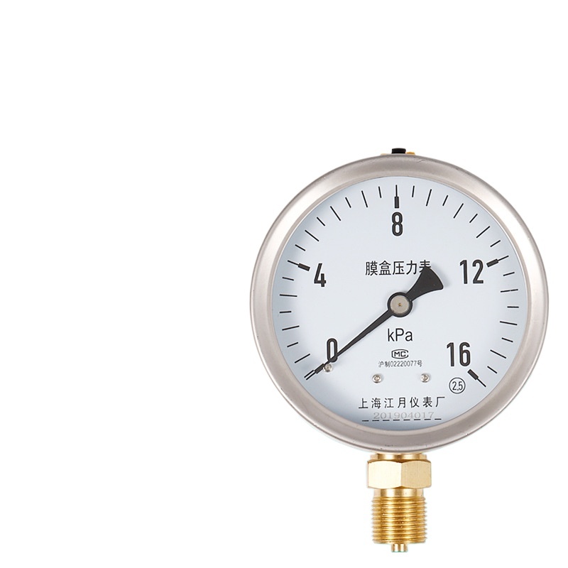Jiangyue YE100 Radial Diaphragm Pressure Gauge (16 kPa, Stainless Steel Casing) for Air/Hydraulic Systems - Image 2