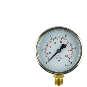 Radial Pressure Gauge Y100 (0-10 bar / 0-140 psi, KI.1.0 Accuracy) for Hydraulic Oil Air Water Pressure Measurement