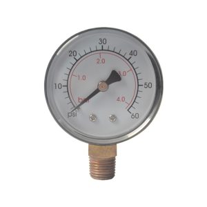 Durable Stainless Steel Pressure Gauge (0-60psi/0-4bar) with Radial Mounting, 50mm Dial for HVAC Systems