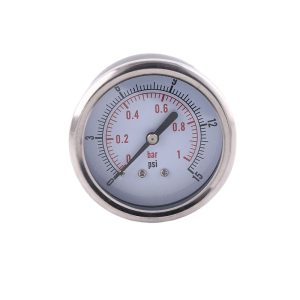40mm Axial Pressure Gauge with Stainless Steel Case (0-1 bar/psi Low Pressure) for General Industrial Applications
