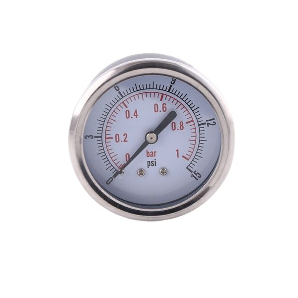40mm Axial Pressure Gauge with Stainless Steel Case (0-1 bar/psi Low Pressure) for General Industrial Applications