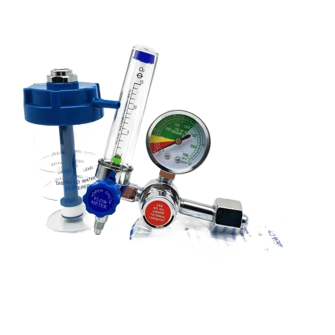 Oxygen Inhaler Flowmeter Pressure Gauge 0-25 MPa with Humidifier for Home Use - Image 2