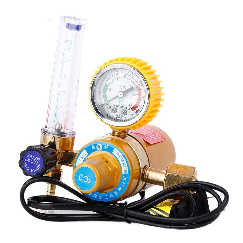 Anti-Vibration CO2 Pressure Reducer with Electric Heater (YQT-731L) for Industrial Welding and Cutting, Adjustable Valve, Pressure Gauge 0-25MPa, G5/8" Inlet, M16x1.5 Outlet - Image 3