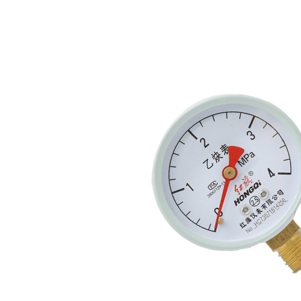 Hongqi YY-60 Acetylene Pressure Gauge, M14*1.5 Connection, 2.5 MPa Precision, 60MM Diameter - รูปภาพ 2