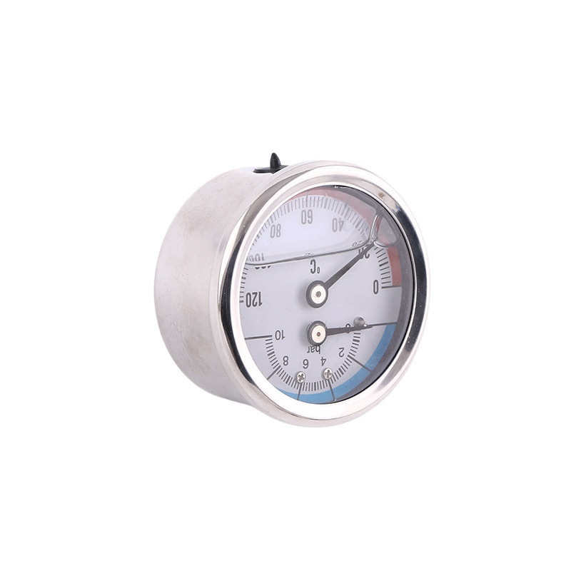 OHKAT Temperature Pressure Gauge 80mm Axial Oil-Filled Thermomanometer (0-10bar, 0-120°C) for HVAC Systems - Image 2