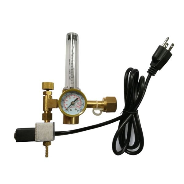 Full Brass American CO2 Pressure Reducer Regulator Valve with Solenoid for Plant Grow Room - Gambar 2