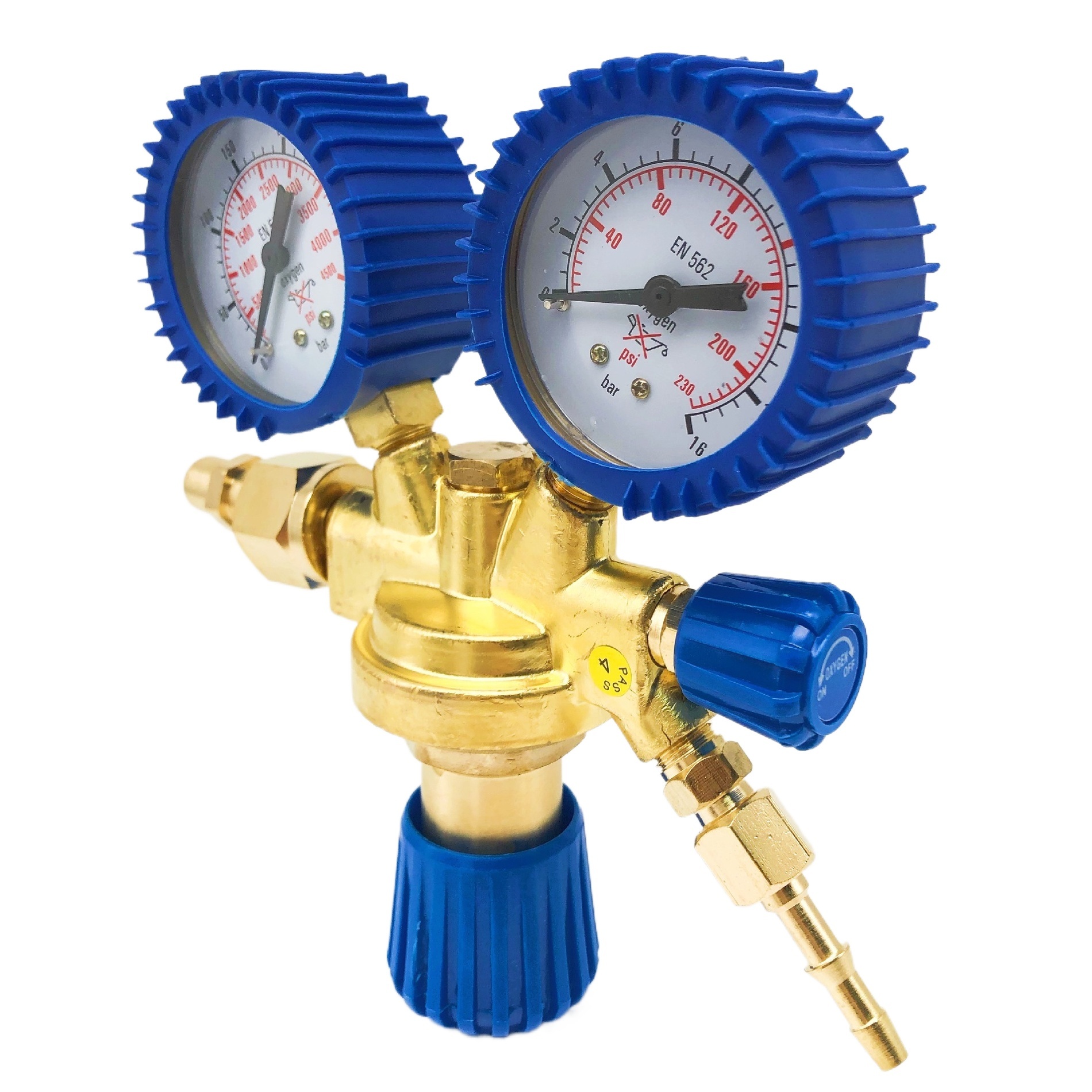 Full Brass Europe Style Oxygen Nitrogen Argon CO2 Pressure Regulator CGA540 with Dual Gauges for Welding - Image 3