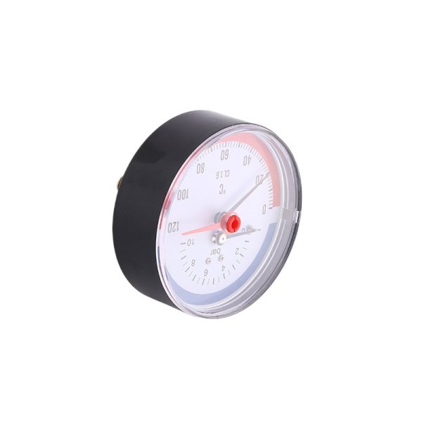 Auxiliary Gauge 80mm Axial Snap-in Iron Case Temperature Pressure Gauge (0-10bar, 0-120°C, CL 1.6) - รูปภาพ 2