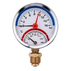 63-80mm Radial Pressure Temperature Gauge 0-16 bar / 0-180°C for HVAC Floor Heating Boiler System