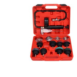 14-Piece Automotive Radiator Pressure Tester Kit with Vacuum Coolant Refill Tool for Car Cooling System Diagnosis