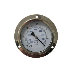 Stainless Steel Pressure Gauge Axial Mount Vacuum Meter Y100ZT (-30inHg/-760mmHg) for Industrial Vacuum Systems