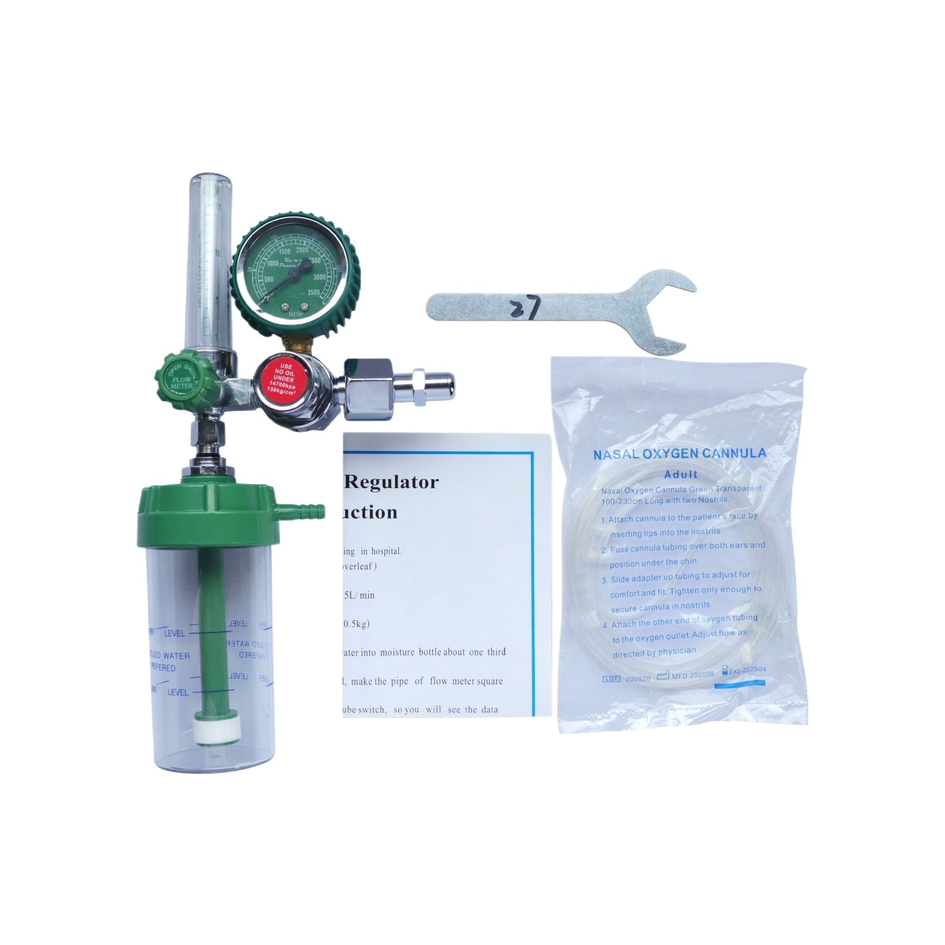 G5/8 Oxygen Flow Meter Regulator with Pressure Gauge and Humidifier Bottle, 0-15 L/min for Oxygen Inhaler, CGA540 compatible - Image 3