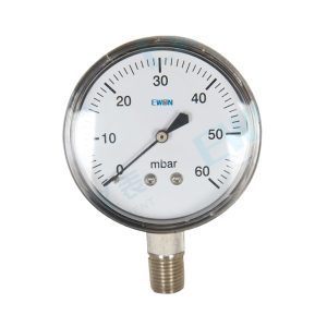 Precise YE-75H HVAC Diaphragm Pressure Gauge 0-60mbar (2.95 inch Diameter) for Gas Appliances and Micro-Pressure Systems, Replaces 003