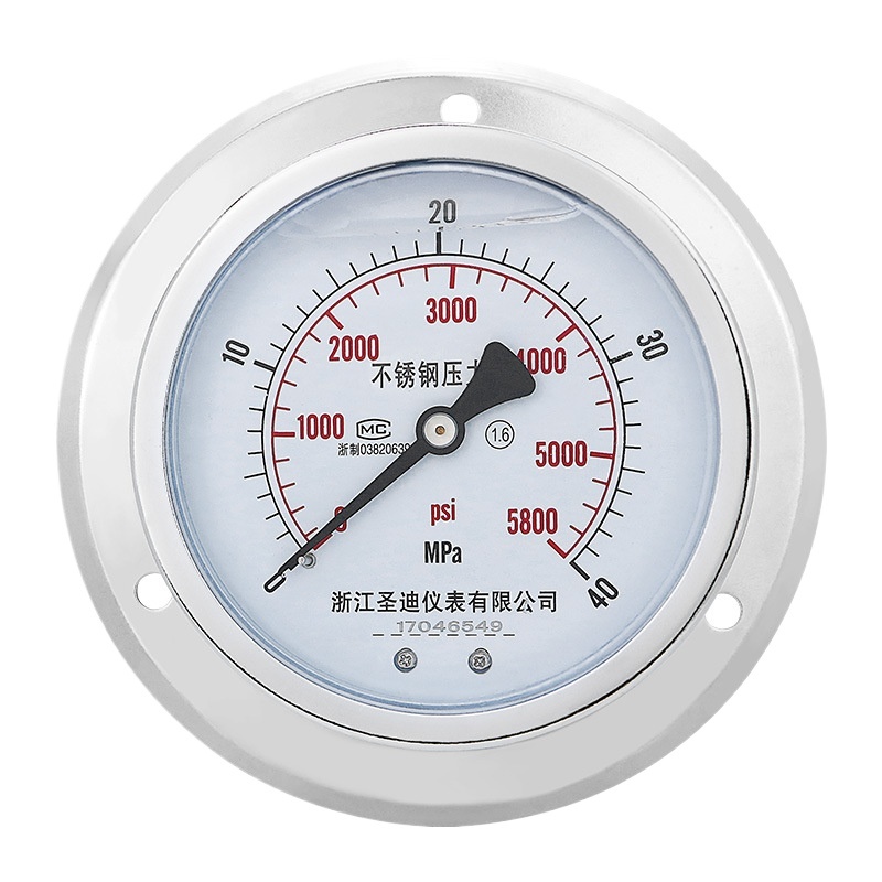 Axial Stainless Steel Pressure Gauge YN100BFZT (100mm, M20*1.5, -0.1-250MPa, 1.6 Accuracy) Replaces ZJSD Yb - Image 2