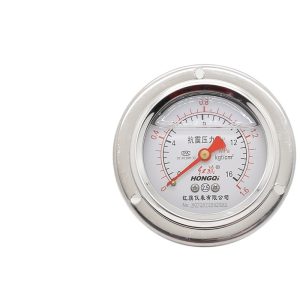 Hongqi YTN-60ZT Axial Shock-Resistant Pressure Gauge with Front Flange Mount, 60MM Dial, M14*1.5 Connection, 0-40MPa Range, 2.5% Accuracy