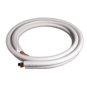 Copper Refrigeration Line Set (9.52*0.6/15.88*0.7mm) for 3 HP AC Unit, White Insulated, 1 Meter Long