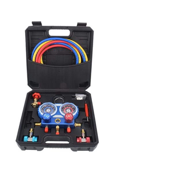 Manifold Gauge Set with High Range Dual Gauges (R-134a/R-404A/R-410A/R-22 Compatible) for HVAC System Recharge with 1.5m Hoses