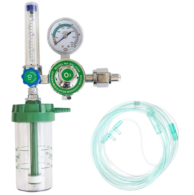 Medical Oxygen Inhaler with Flow Meter Pressure Gauge and Humidifier Bottle, G5/8in Internal Thread for Oxygen Cylinders - Image 4