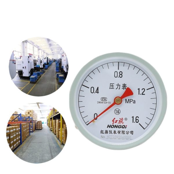 Hongqi Y-100Z Axial Pressure Gauge Industrial Water Gas Vacuum Meter Horizontal Installation Durable High Accuracy - Gambar 2