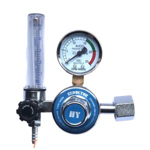 HY YQAR-731L Single-Stage Argon/CO2 Gas Pressure Regulator Reducer with Flow Meter and M16*1.5 Output, G5/8 Input for Welding Systems