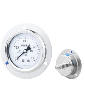 YN60ZTBF Stainless Steel Pressure Gauge (0-1.6 MPa, Axial Mount, Flange Type) for Water, Gas, Oil, Hydraulic Systems