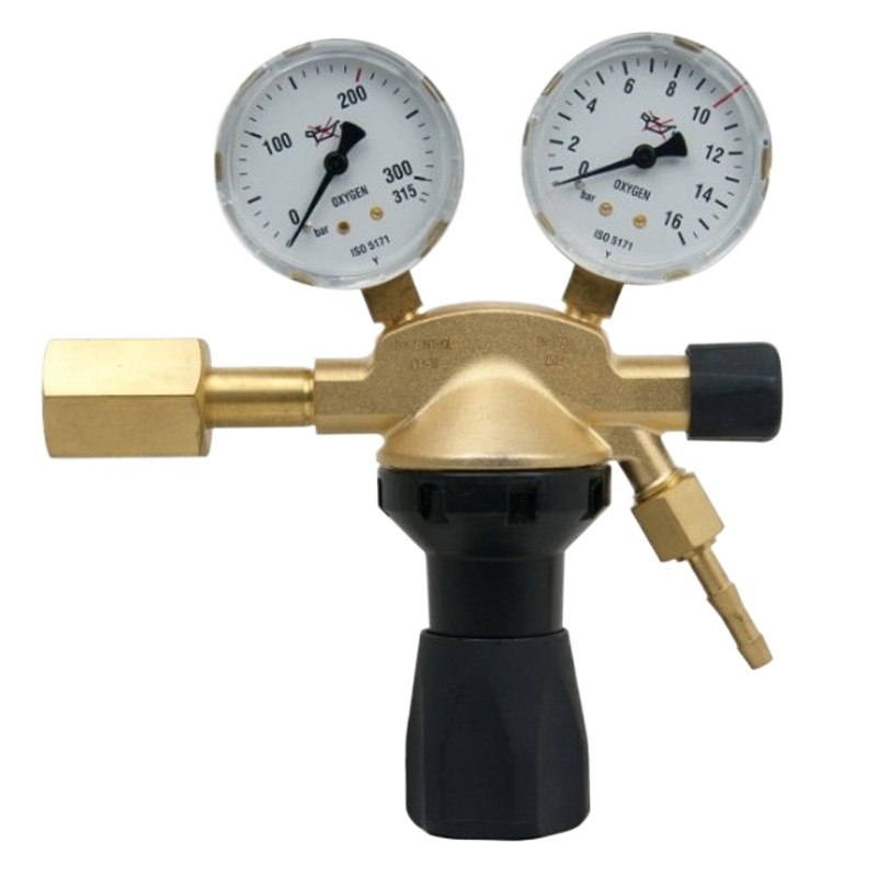 Full Brass Europe EN Nitrogen Gas Pressure Regulator W24.32 with Dual Gauges for Nitrogen, CO2, Acetylene, Oxygen, Propane - Image 3