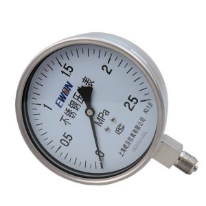 EWON Stainless Steel Bourdon Tube Pressure Gauge 100mm Radial G1/2 Shockproof Pressure Meter (0-2.5 MPa) KI.1,6