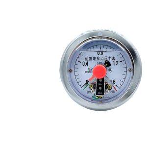 Vibration-Resistant Electric Contact Pressure Gauge Axial with Flange for Hydraulic Systems 0-1.6Mpa