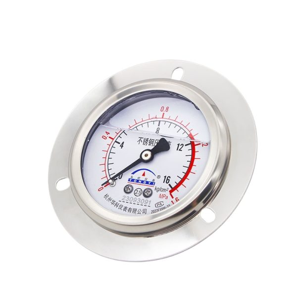 Yongyi YN60ZTBF Stainless Steel Pressure Gauge Axial with Flange 0-1.6MPa For Water, Liquid, Oil, Gas Systems - Imagem 2