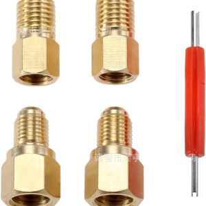 R134a HVAC Manifold Gauge Set Hose Adapters 1/2-inch to 1/4-inch and 1/4-inch to 1/2-inch with Valve Core Remover