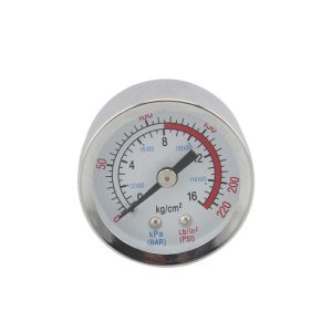 Axial Air Pressure Gauge Y40 (0-16 kg/cm2, 0-220 PSI) with Chrome Metal Casing