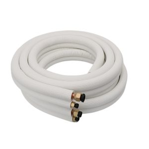 White Insulated Copper AC Line Set with Nuts 9.52mm*0.6mm / 15.88mm*0.7mm, Compatible with 3HP Air Conditioners, Repliances Various Models