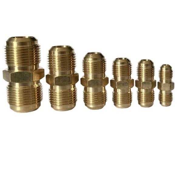 Brass Copper Aluminum Pipe Coupling Union Fittings (1/4" 3/8" 1/2" 5/8" 3/4" 7/8" Thread) for HVAC AC Refrigeration System - รูปภาพ 3