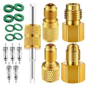 HVAC R410 to R22 Refrigerant Adapter Conversion Kit (Brass Connector) for Air Conditioning Maintenance and Repair, compatible with R410a and R22 Systems